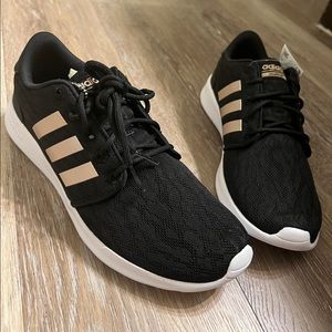 Adidas black and rose gold cloud form running shoe